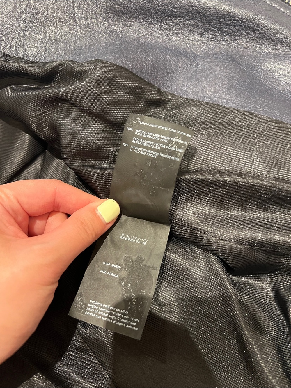 Balenciaga Dark Navy Leather Moto Jacket - Picture 6 of 16